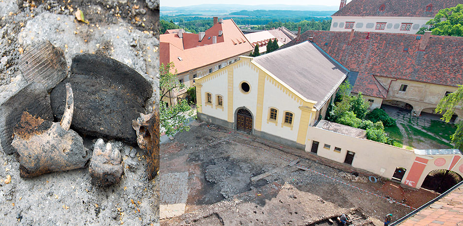 Obzek archeologického průzkumu náměstí.